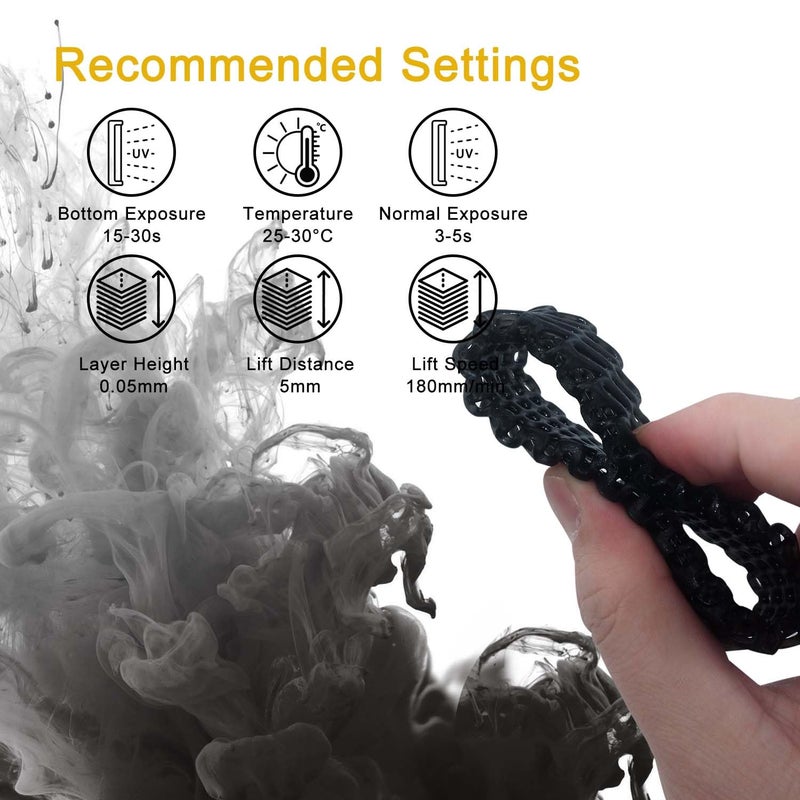 RepRapper Store Flexible Tough (Shore 80A) 3D Printer Resin, Soft Rubber/TPU Like 3D Printing Resin, High Elongation 405nm Fast UV-Curing Photopolymer Resin for LCD Printer, Black 1000g - Image 2